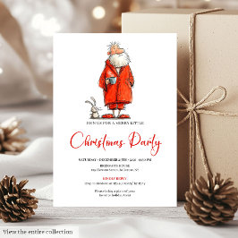 Convites Quirky Watercolor Santa Claus Holiday Party Invite