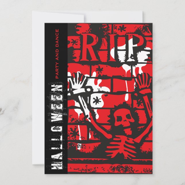 Convites R.I. Blood & Chain Skeleton Assustador Festa de Ha (Frente)