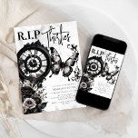 Convites R.I.P. Trinta anos | aniversário de 40 anos<br><div class="desc">Adorados com uma mistura deliciosa de florais delicados, um relógio de safra, e borboletas, nossos convites com tema gótico capturam perfeitamente o doce adeus amargurado aos trinta. O sofisticado design preto e branco adiciona um fascínio de mistério, fazer seu aniversário de 40 anos a um evento que ninguém ousaria perder....</div>