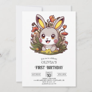Convites Rabbit Bunny primeiro aniversario Digital