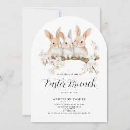 Convites Rabbit Cinto Floral Páscoa de Aquarela Brunch