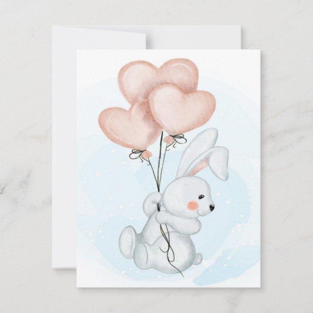 Convites Rabbit Design | Cute Bunny Lovers | Kid Birthday (Frente)