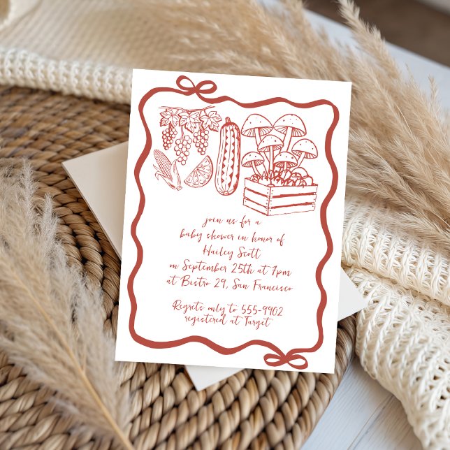 Convites rabisco do Chá de fraldas de mercado do agricultor (Criador carregado)