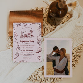 Convites Rabisco Whimsical | Festa de noivado italiana