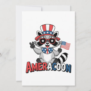 Convites Raccoon Americoon Patriótico 4º de julho América