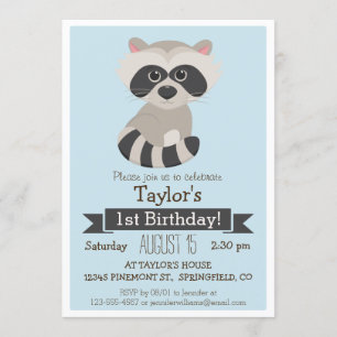 Convites Raccoon, Festa de aniversário do Woodland Animal K