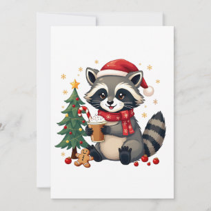 Convites Raccoon Vestindo Papai Noel Para Férias De Natal