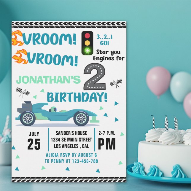 Convites Race Car Birthday 2 - Boys Racin party (Criador carregado)