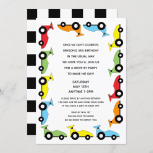 Convites Race Car Drive By Festa de aniversário