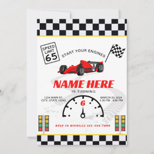 Convites Race Car Speedway Verificado Aniversário
