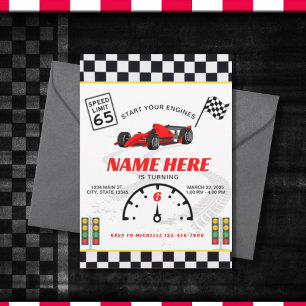 Convites Race Car Speedway Verificado Aniversário