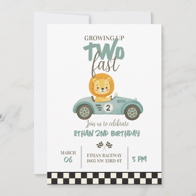 Convites Race On Over – Car-Themed Birthday Invite (Frente)