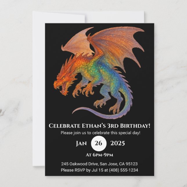 Convites Radiant Scale Dragon Birthday Invitation (Frente)