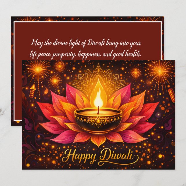 Convites Radioso Deleite de Diwali (Frente/Verso)