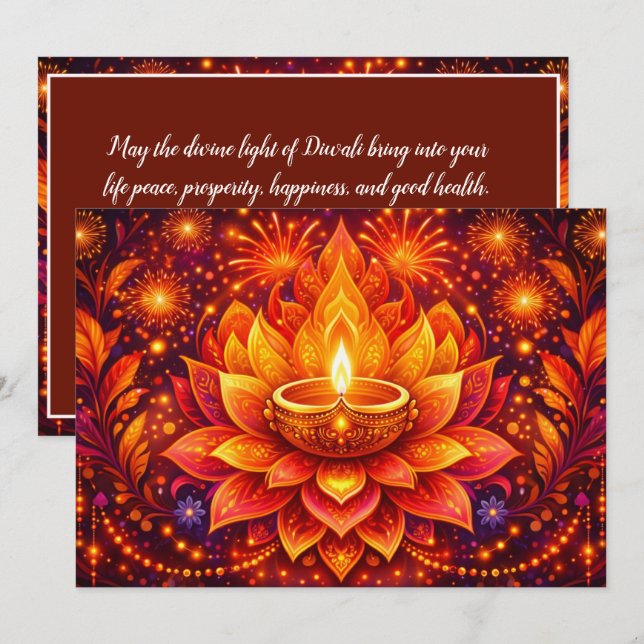 Convites Radioso Deleite de Diwali (Frente/Verso)