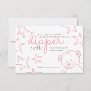 Convites Raffle Chá de fraldas do Urso Rosa Mínimo