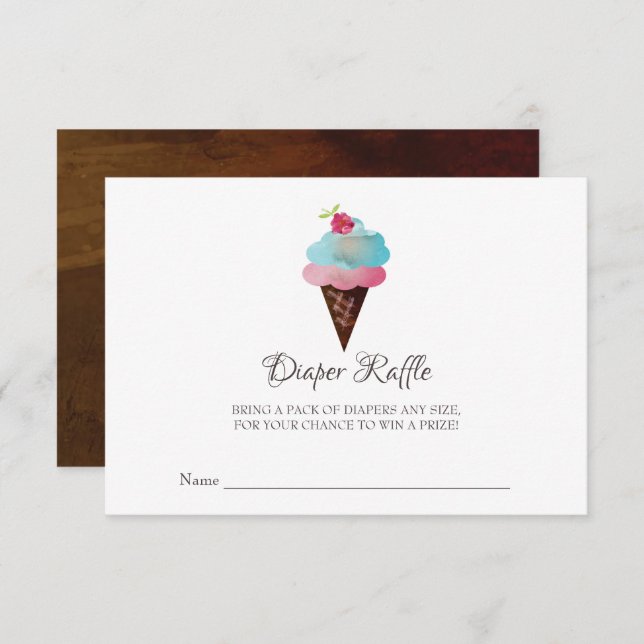 Convites Raffle da fralda do chá de fraldas do cone do (Frente/Verso)