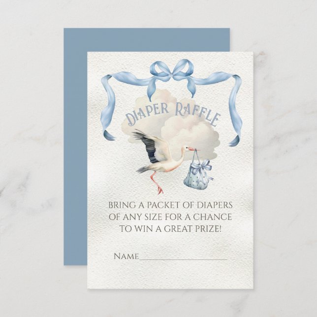 Convites Raffle de Fralda de Fita de Fita de Chá de fraldas (Frente/Verso)