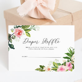Convites Raffle de Fralda Floral Cor-de-Rosa Suave