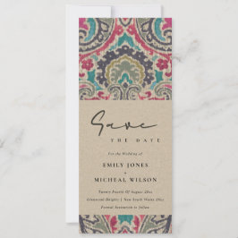 CONVITES RAFT BOHO TRIBAL IKAT PINK TEAL SALVE A DATA INVI