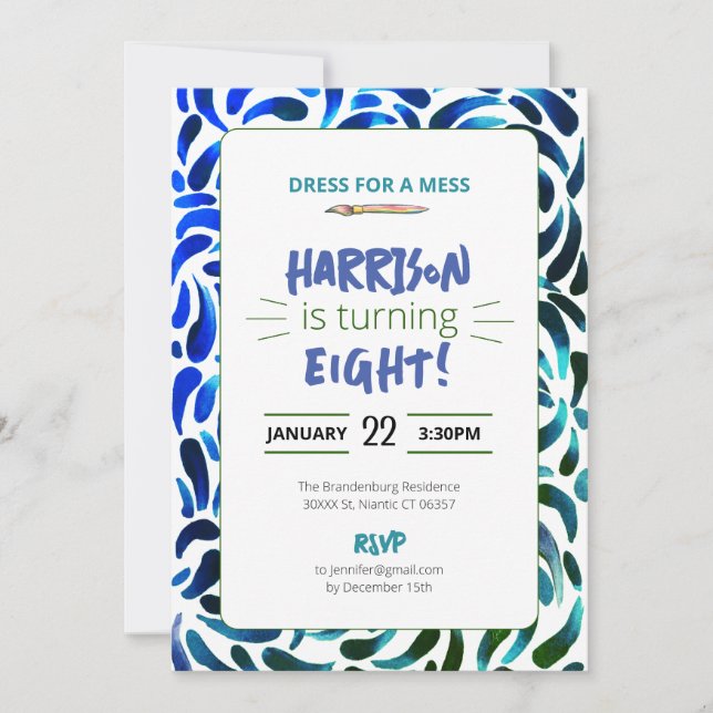 Convites Rainbow Art Paint Festa de aniversário (Frente)