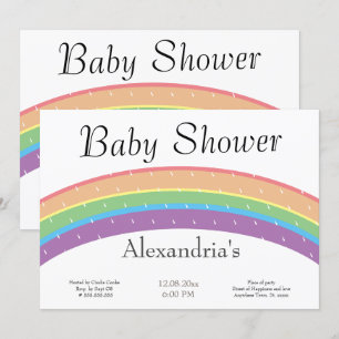 Convites Rainbow Baby Girl ou boy Chá de fraldas