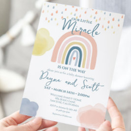 Convites Rainbow Baby Pastel Clouds Boho Chá Raindrops