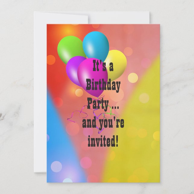 Convites Rainbow Balloon Bokeh Invite (Frente)