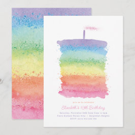 Convites Rainbow Birthday Cake Invite, Rainbow 1rua Party