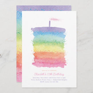 Convites Rainbow Birthday Cake Invite, Rainbow 1rua Party