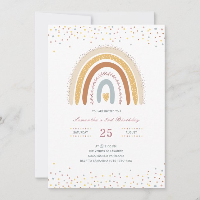 Convites Rainbow Birthday Invitation Girls (Frente)