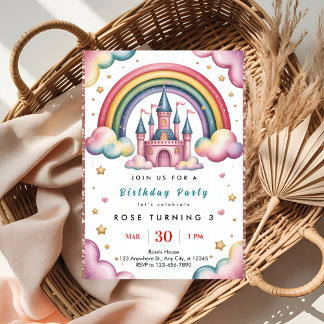 Convites Rainbow Birthday Party Invitation – Colorful Kids 