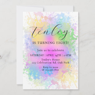Convites Rainbow Birthday, Watercolor, Rainbow Party,