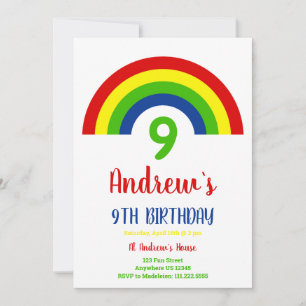 Convites Rainbow Boys 9º aniversário