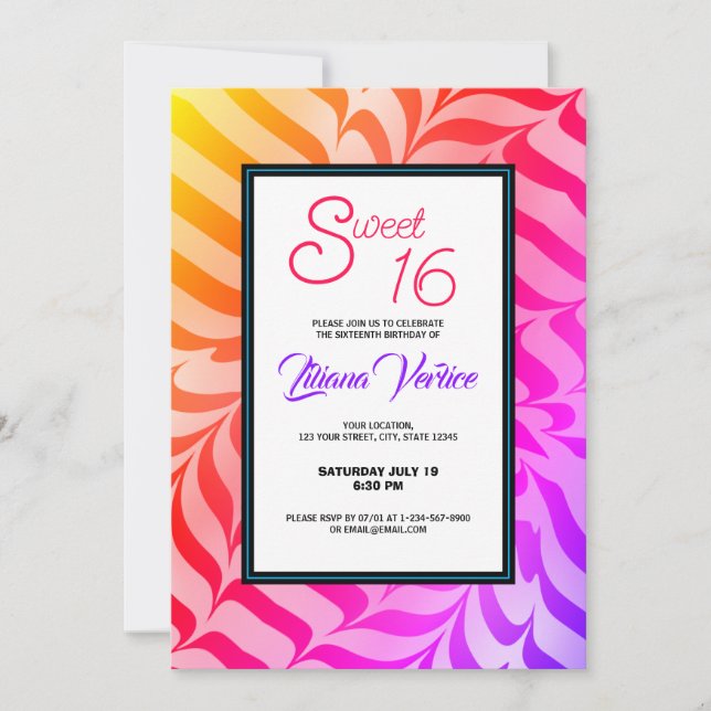 Convites Rainbow Calliographic Tigre Psicodélico (Frente)