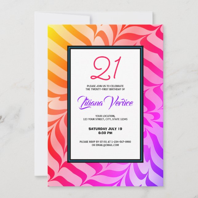 Convites Rainbow Calliographic Tigre Psicodélico (Frente)