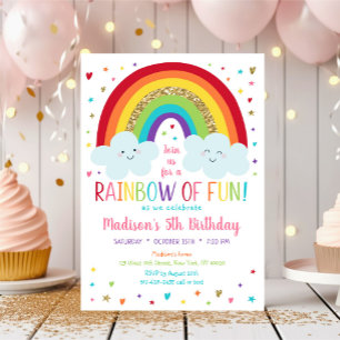 Convites Rainbow Clouds Birthday