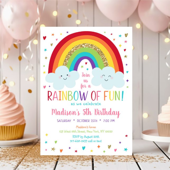 Convites Rainbow Clouds Birthday (Criador carregado)