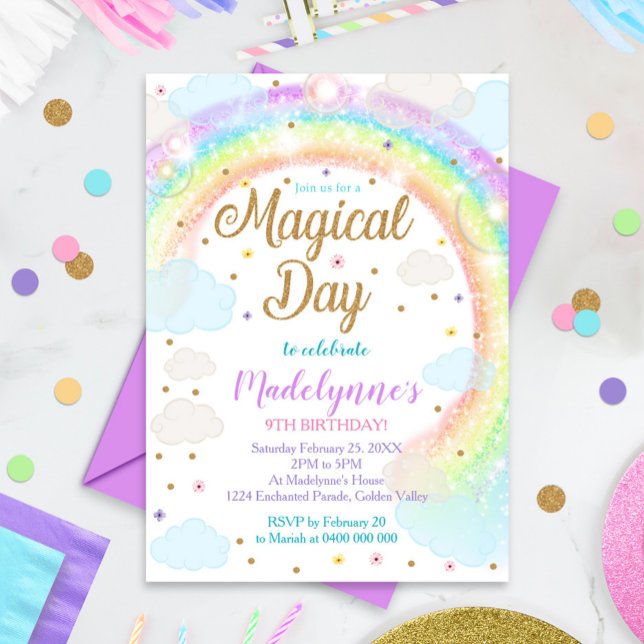 Convites Rainbow Clouds Invitation Magical Day (Criador carregado)