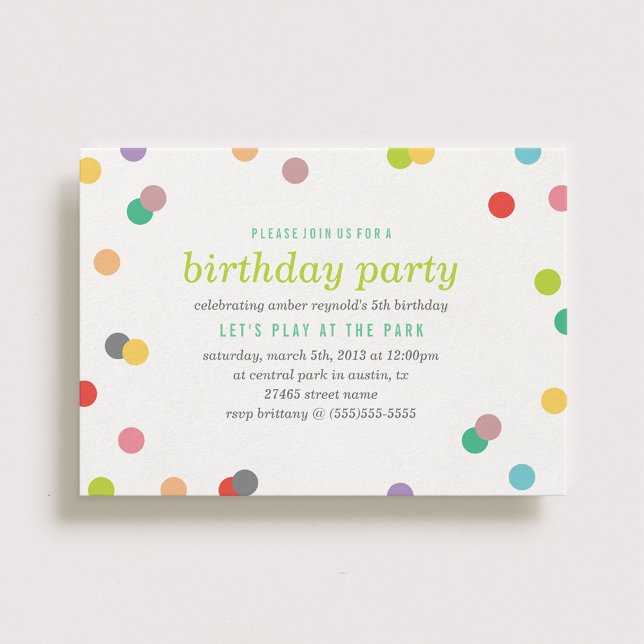 Convites Rainbow Confetti Birthday Invite (Criador carregado)