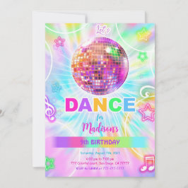 Convites Rainbow Dance Party Neon Glow