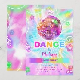Convites Rainbow Dance Party Neon Glow