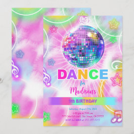 Convites Rainbow Dance Party Neon Glow