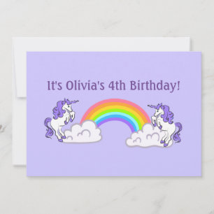 Convites Rainbow e Unicorns Design Flat Invitation