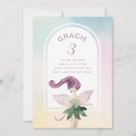 Convites Rainbow Fairy Boho Arco Festa de aniversário Girl