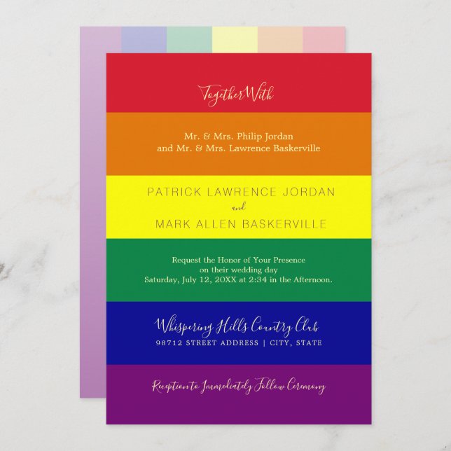 Convites Rainbow Flag Wedding (Frente/Verso)