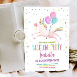 Convites Rainbow Girl do partido mágico Unicorn Primeiro An