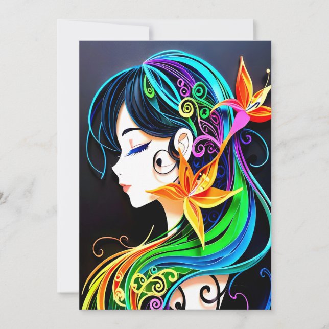 Convites Rainbow Hair Dream (Frente)