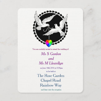Convites Rainbow Heart Love Induz Casamento Lésbico