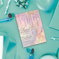 Rainbow Holographic Glitter Drips Sweet 16